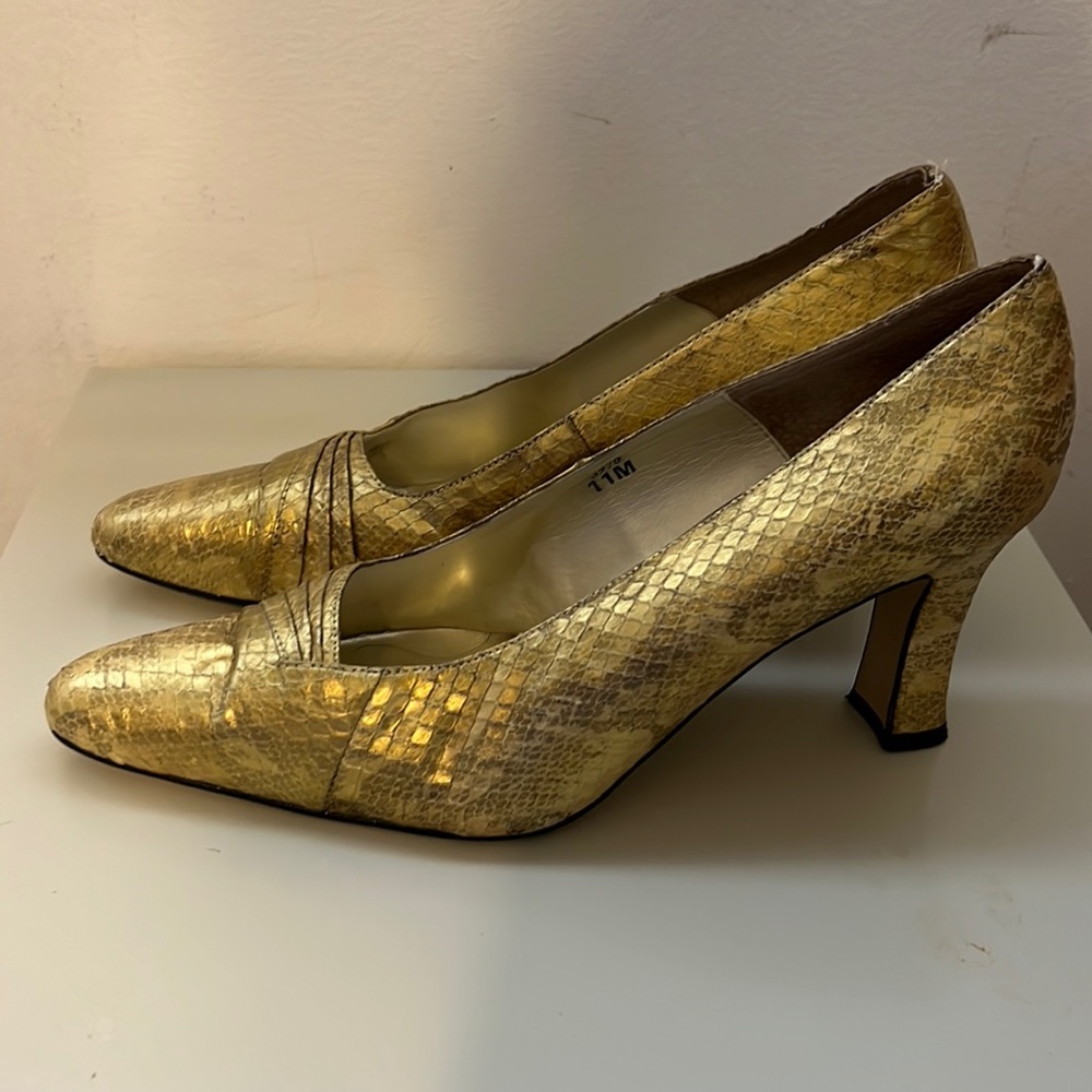 J. Renee’, rustic gold, small heels